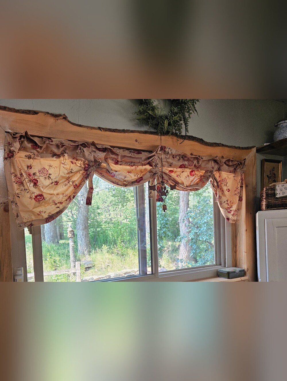 Lovely Set of 2 Vintage Style Waverly Valances 68x18 Warm Yellow And Roses